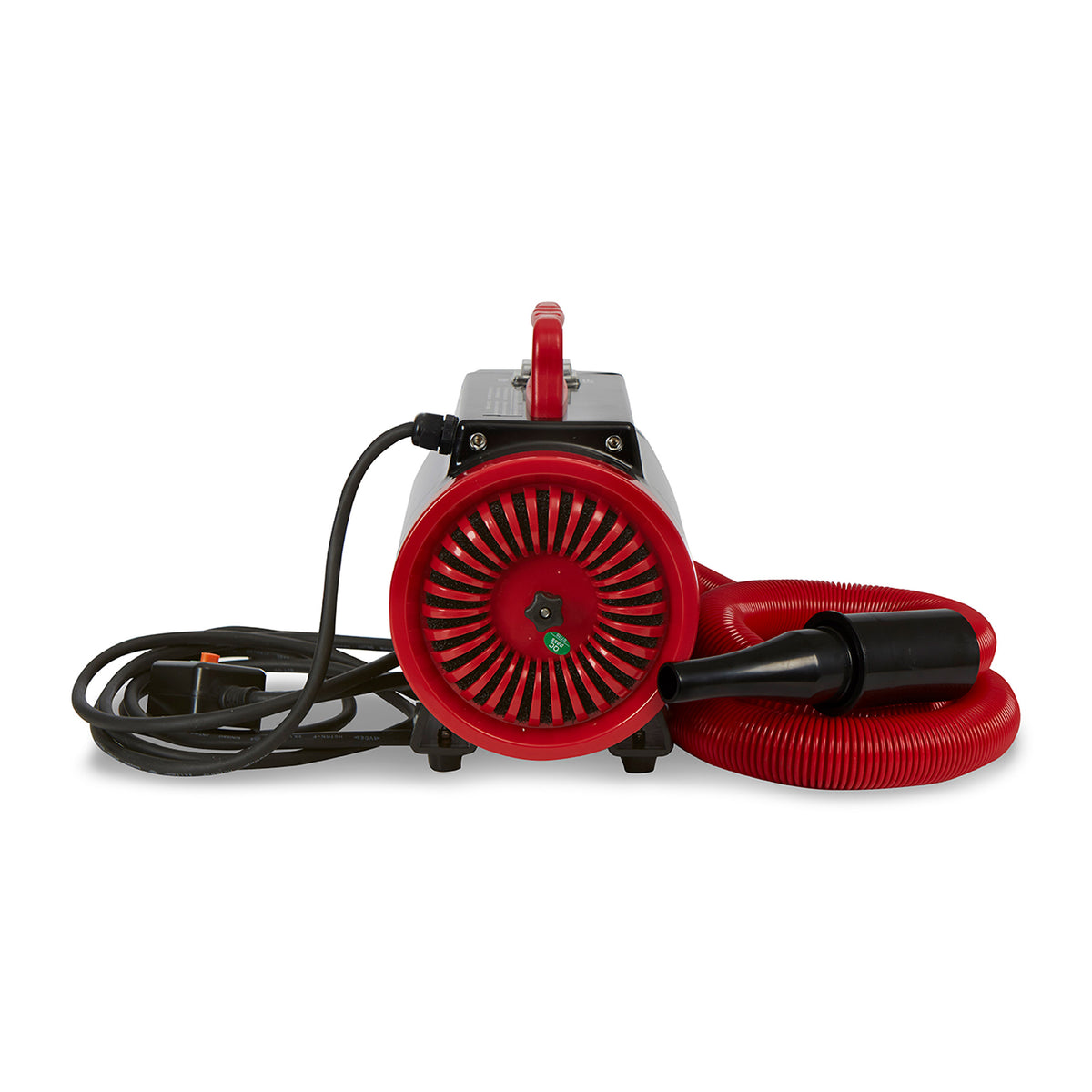 Brühl Dryer MD1900+ con tubo estensibile rosso e ugello nero, ideale per asciugature efficienti di auto, moto e camion