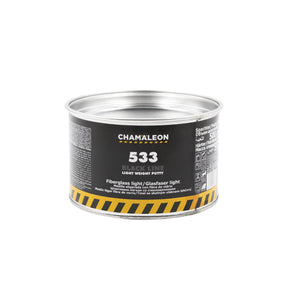 Chamaleon Fiberglass Light Putty, stucco leggero in fibra di vetro per riparazioni resistenti su superfici metalliche e plastiche.