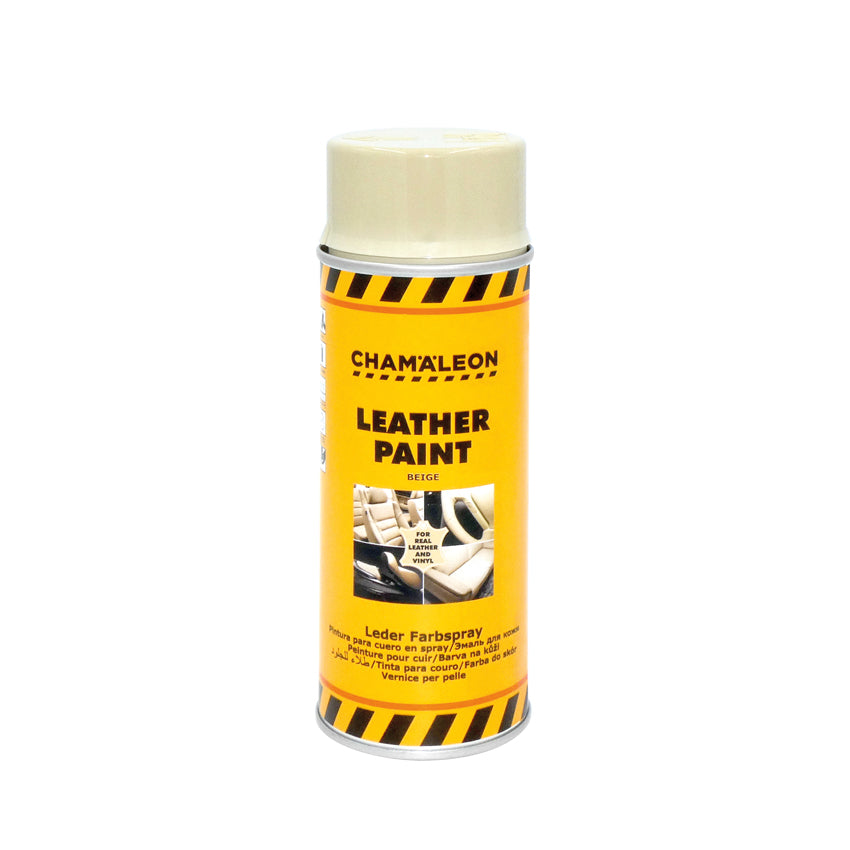 Chamaleon Aerosol Leather Paint Black, vernice spray nera per ripristinare il colore dei sedili in pelle. beige