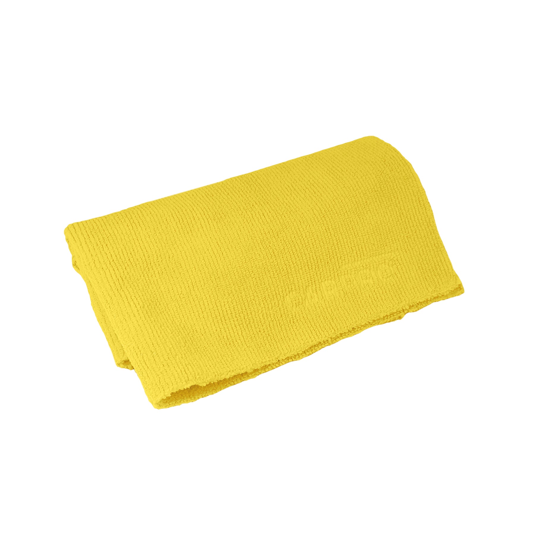 Panno in microfibra CARPRO 2Face giallo, ideale per la pulizia delicata e la rifinitura precisa durante lavori di detailing.