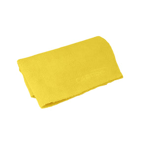 Panno in microfibra CARPRO 2Face giallo, ideale per la pulizia delicata e la rifinitura precisa durante lavori di detailing.