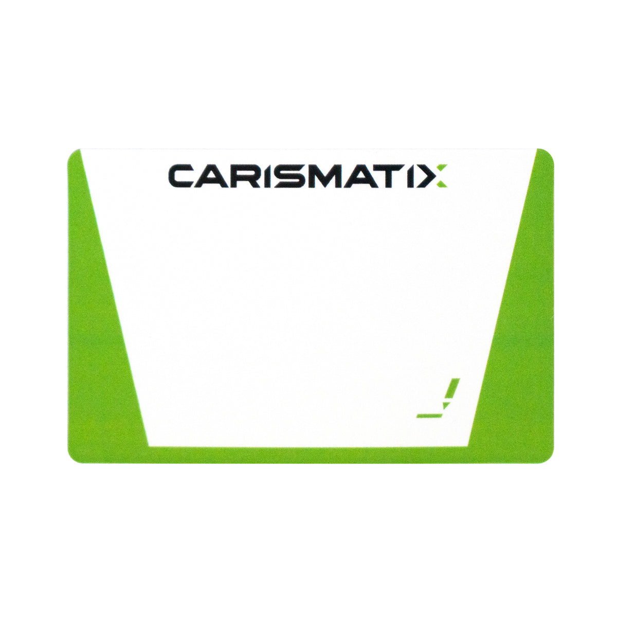 Targetta CARISMATIX scrivibile e plastificata per identificazione nebulizzatori IK, design verde e bianco