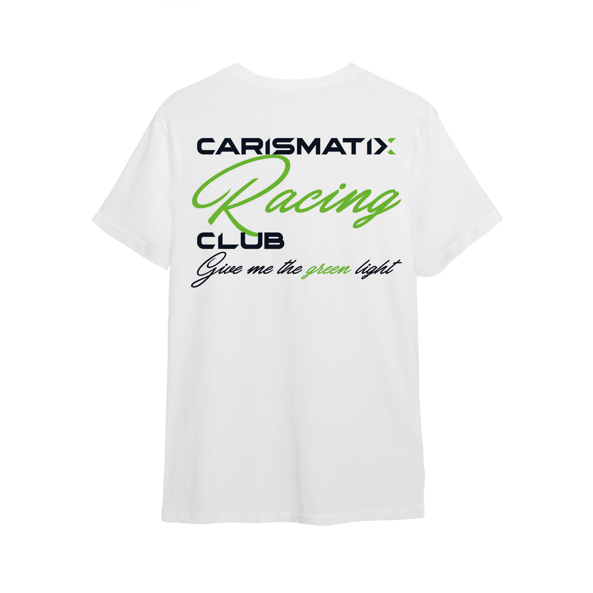 Retro T-shirt CARISMATIX RACING CLUB con grafica sportiva e scritta “Give me the green light” in stile motorsport
