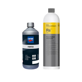Kit lavaggio auto con Fortex detergente alcalino e Reactivation Shampoo acido per la rimozione professionale dello sporco tenace su carrozzeria