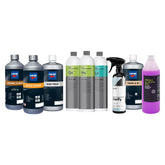 Immagine del CARISMATIX Kit Pulizia e Protezione Interni Pro con prodotti per la cura completa di plastiche, tessuti, pelle e vetri auto