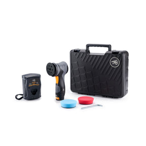 Kit lucidatrice ShineMate EB212 cordless con valigetta rigida, caricabatterie, tamponi colorati e chiave di servizio