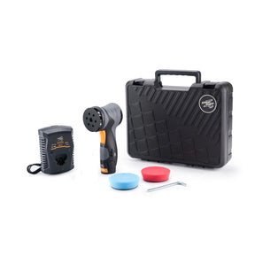 Kit completo lucidatrice ShineMate EB213 con valigetta rigida, caricabatterie, tamponi rosso e blu e chiave esagonale