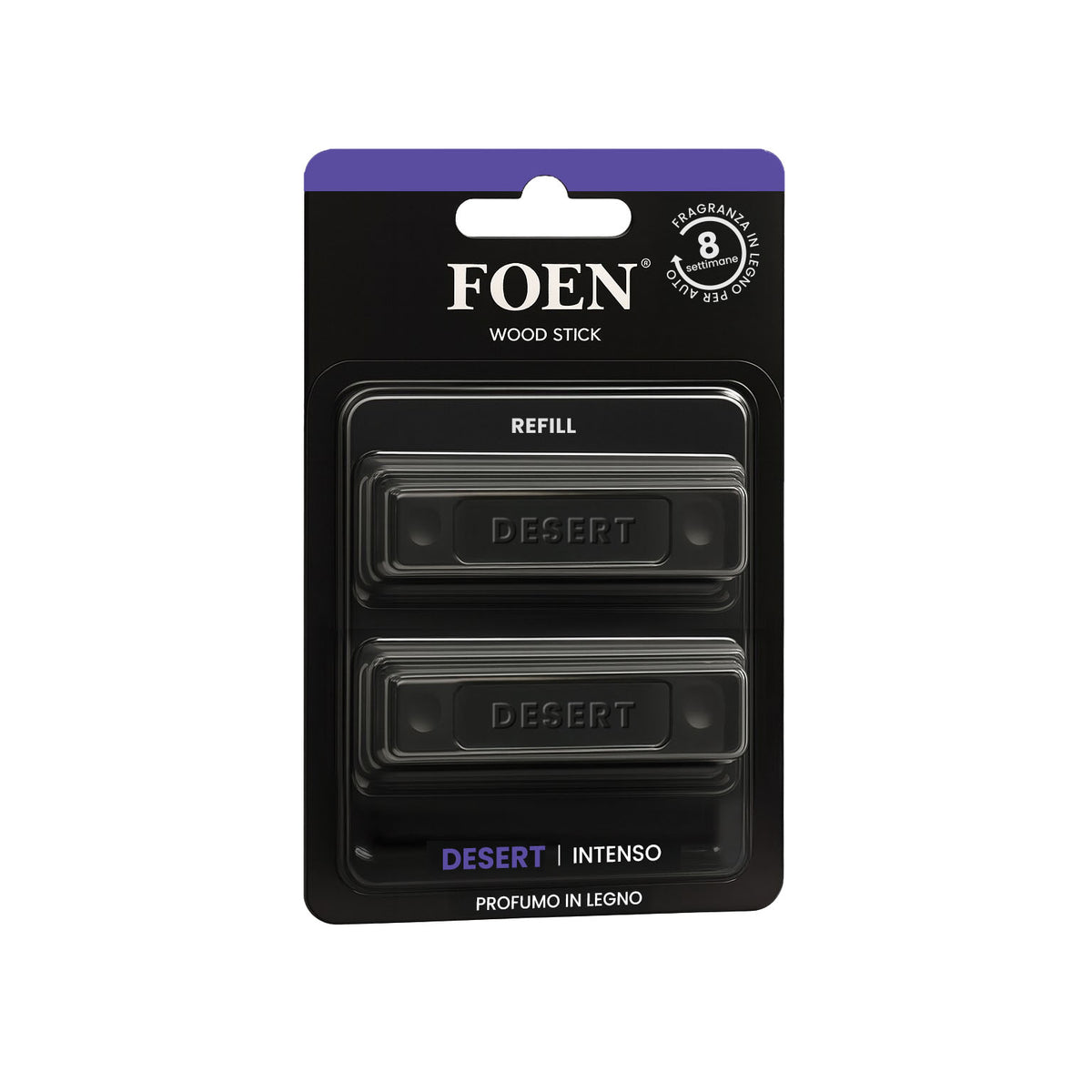 Ricarica profumo auto FOEN Wood Stick Desert Intenso, fragranza in legno per Detailers, durata fino a 8 settimane