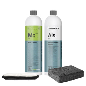 Kit Multi Cleaner e Allround Leather Sealant con pad e applicatore per pulizia e trattamento pelle e skai Koch-Chemie