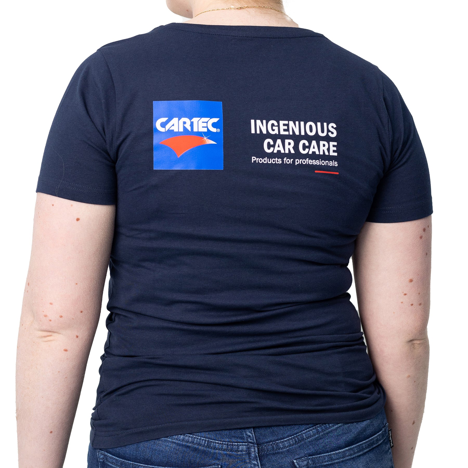 Retro T-shirt CARTEC donna con logo e scritta “Ingenious Car Care”, taglio femminile
