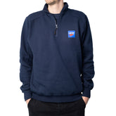 Zipsweater CARTEC blu navy unisex con zip mezza lunghezza e logo frontale