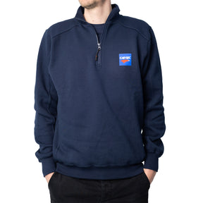 Zipsweater CARTEC blu navy unisex con zip mezza lunghezza e logo frontale