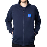Felpa CARTEC unisex blu navy con zip frontale e logo ricamato sul petto