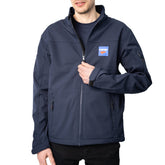 Giacca softshell CARTEC blu navy da uomo con zip frontale e logo stampato