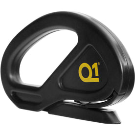 Taglierino ergonomico Q1 nero per taglio preciso di film e carta, con design compatto e sicuro.
