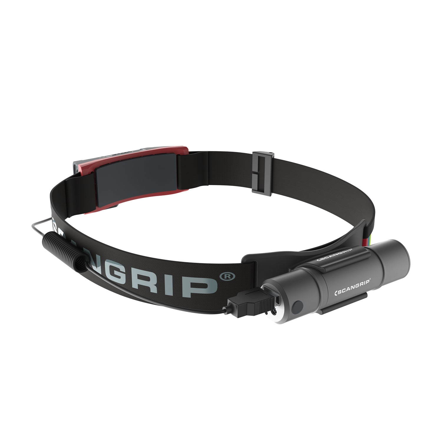 Vista posteriore della SCANGRIP I-MATCH 4 con fascia regolabile e porta USB integrata, ideale per Detailers e lavori di precisione professionale
