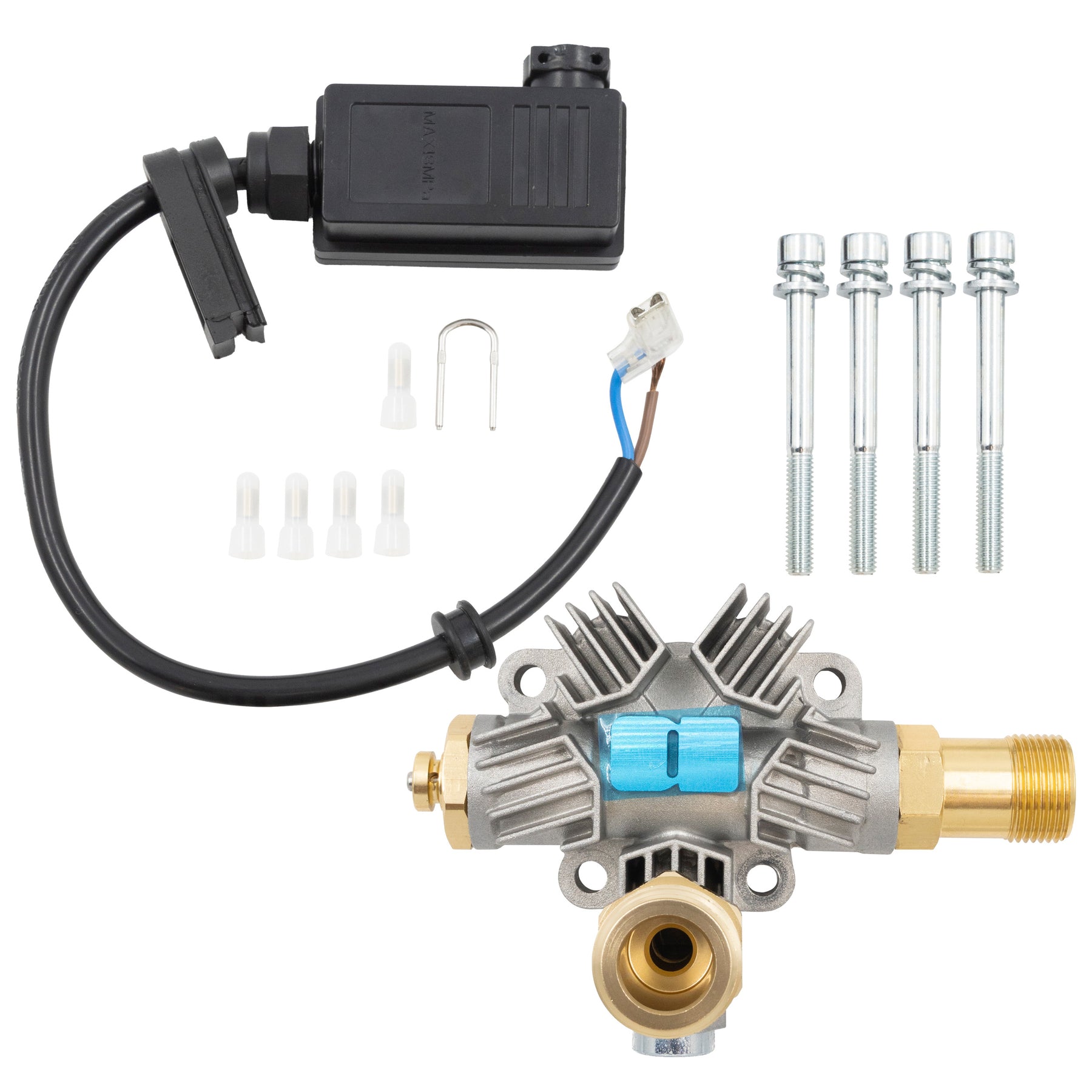 Kit parte frontale pompa ACTIVE per idropulitrice 2.0 con micro switch, raccordi in ottone, viti e connettori per alta pressione
