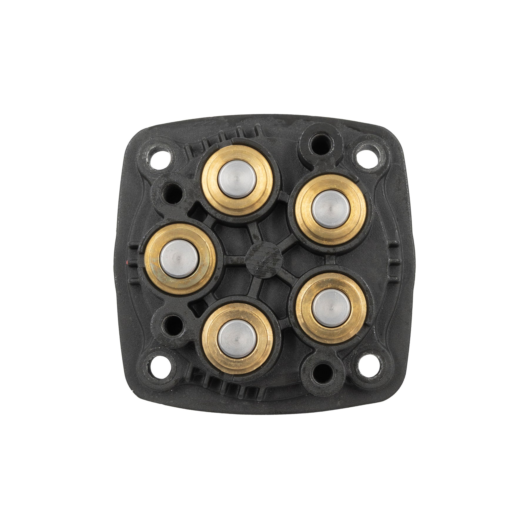 Vista superiore del supporto pistone ACTIVE per idropulitrice 2.3 con sedi in ottone