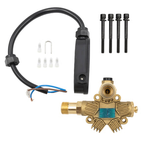 Kit completo parte frontale pompa ACTIVE per idropulitrice 2.3 con corpo in ottone, cablaggio elettrico, viti e connettori per montaggio rapido