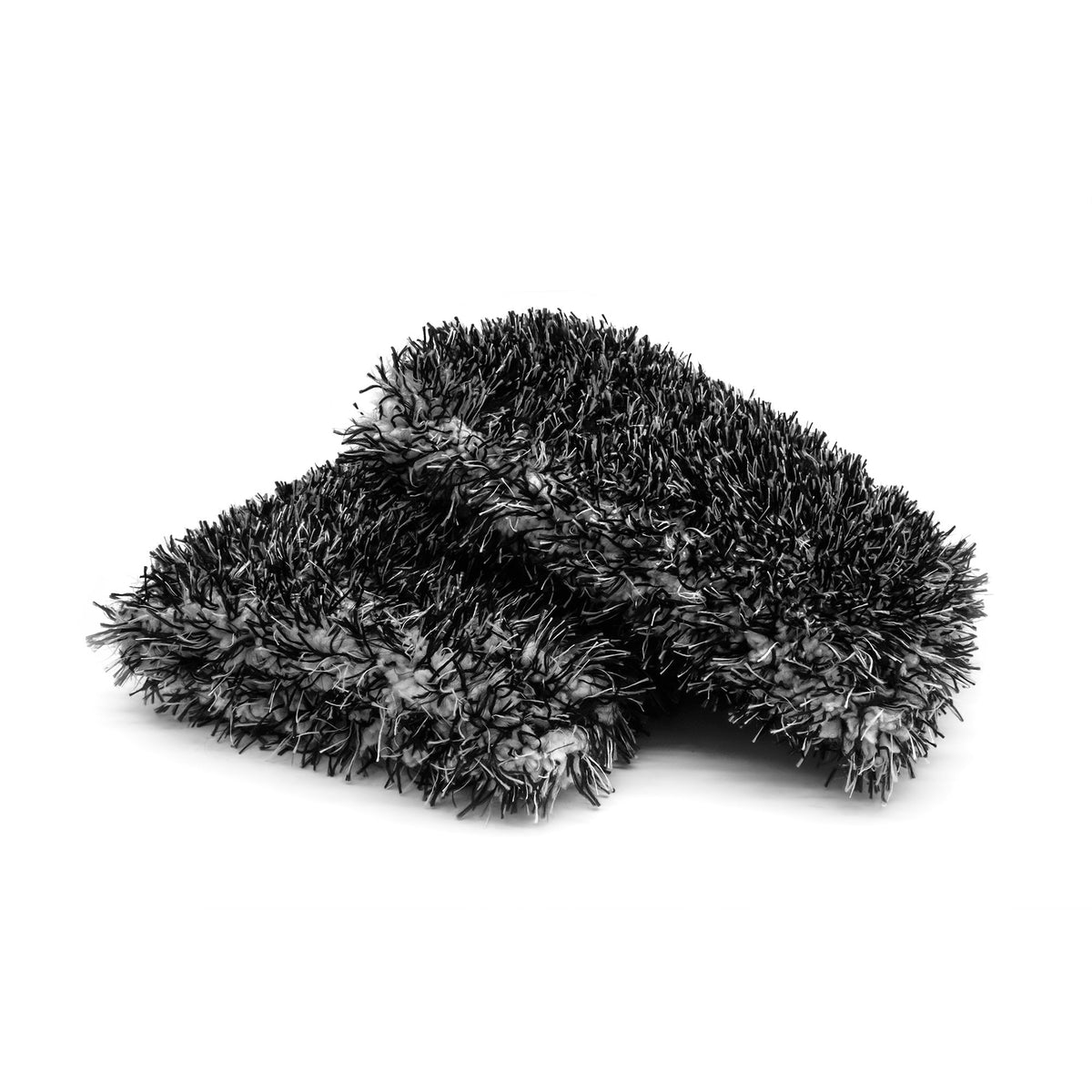  Coppia di EVO Wash Pad in fibra sintetica grigia e nera, progettati per un lavaggio auto profondo e delicato, ideali per rimuovere lo sporco senza graffiare le superfici.