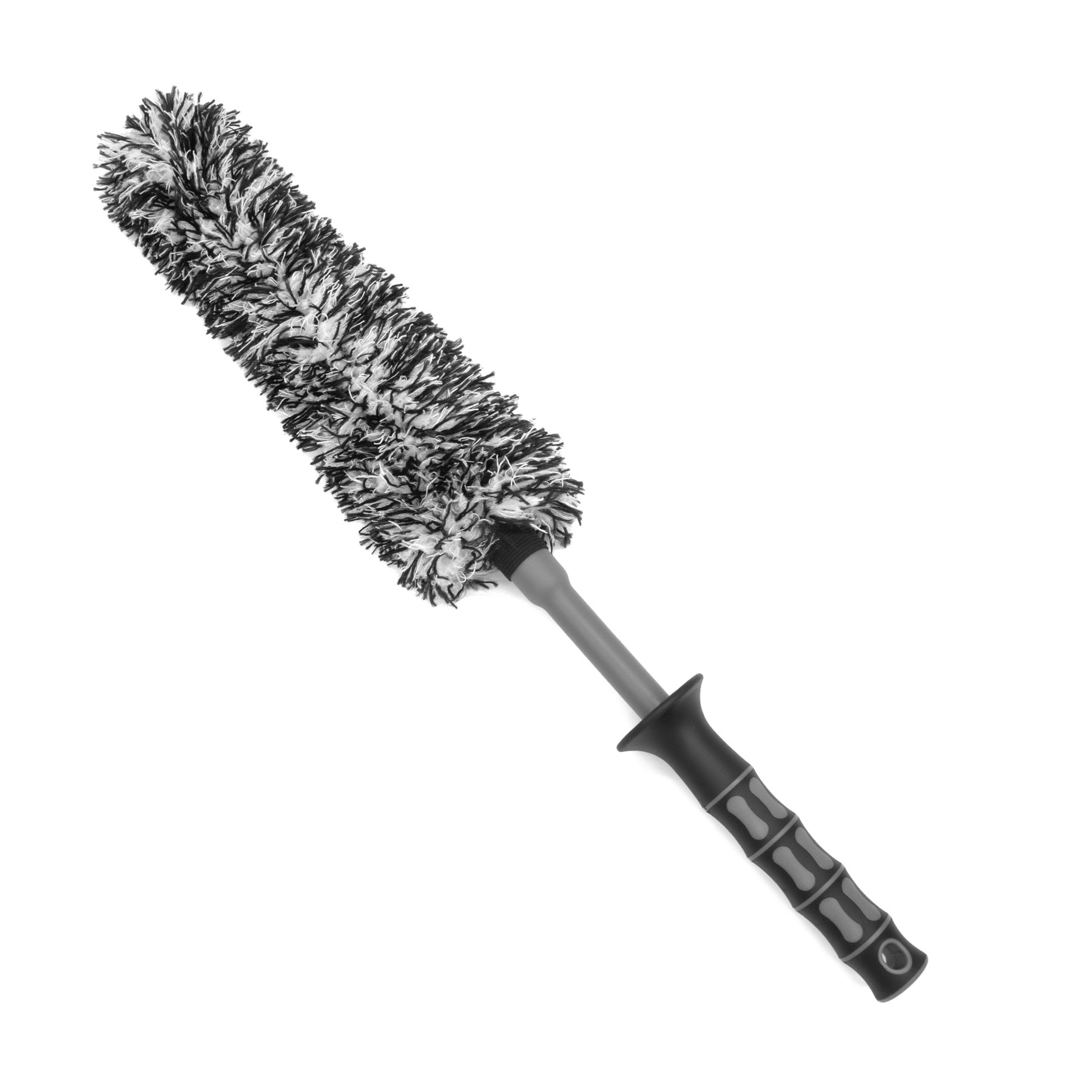 Spazzola Flex Brush completa con cover in microfibra montata, ideale per la pulizia approfondita e sicura dei cerchi auto.